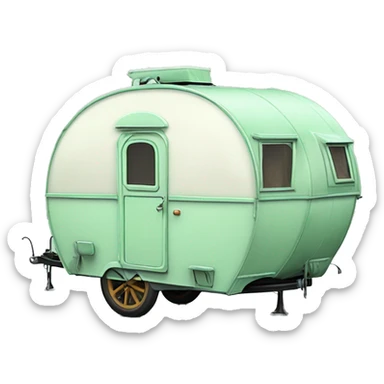 Realistic mint green vintage round gypsy caravan wagon camper sticker