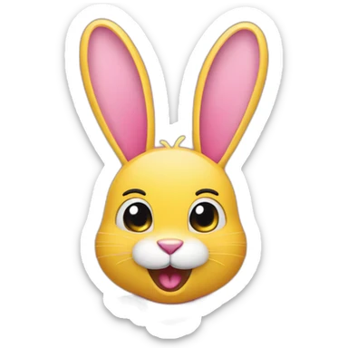 Pink rabbit winking wearing yellow tee shirt sticker