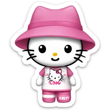 hello kitty with a shirt that says “Csókolom Mitzi” sticker