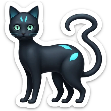 Futuristic Black Dark Ethereal Modern Amaura-Bayleaf-Abyssal-Abyss-Cat-Fakémon-creature-hybrid Full Body sticker