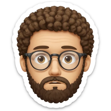 curly skinny guy with bear and glasses, poor with no money sticker