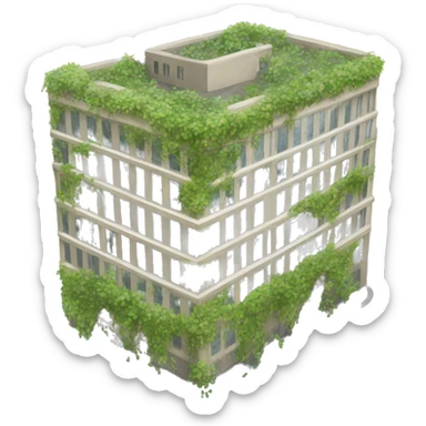 a building full with plants outside sticker