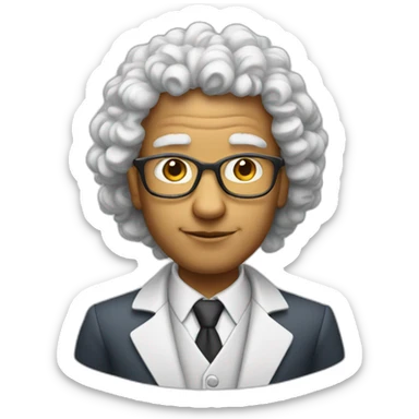 A professor of economic science with withe curly hair sticker
