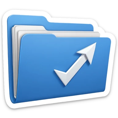 blue folder with a white upward arrow, minimal sticker