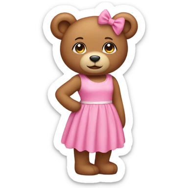 teddy bear wearing a pink dress sticker