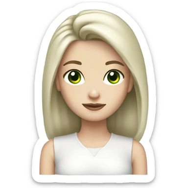 Girl with green eyes, dark brown shoulder length hair, pale skin  sticker