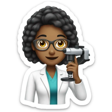 Black hair women who does microscopy sticker