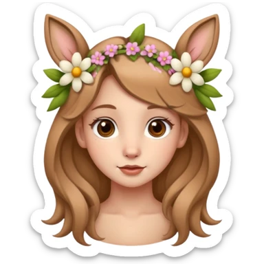 Adult Cute human like fawn with flowers sticker