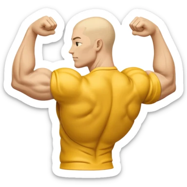 Emoji of Shoulders Muscle from side view, the human is yellow like on iphones. He has big shoulders. He is completely yellow and has no hair or facial expressions sticker
