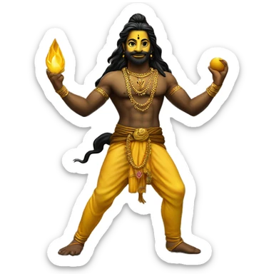 shiv jiTrident in tellow color with full body,in background black colour realistic sticker