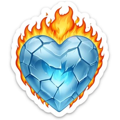 Heart of ice on fire sticker