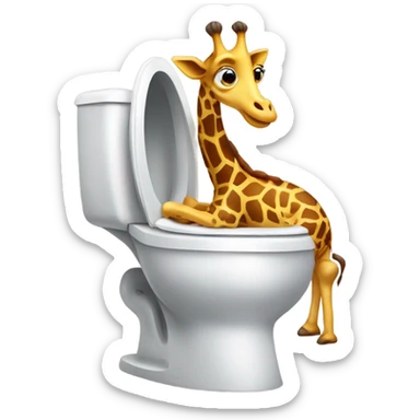Giraff stuck in a toilet pooping sticker