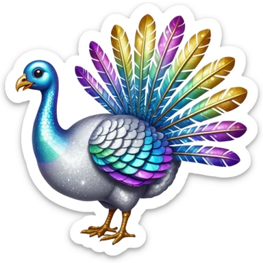 White glitter turkey sticker