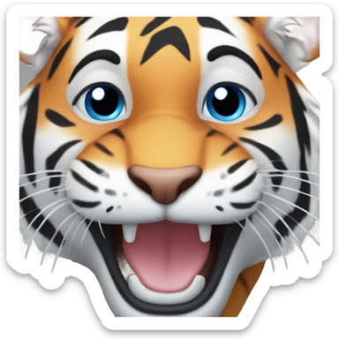Smiling tiger with blue eyes sticker