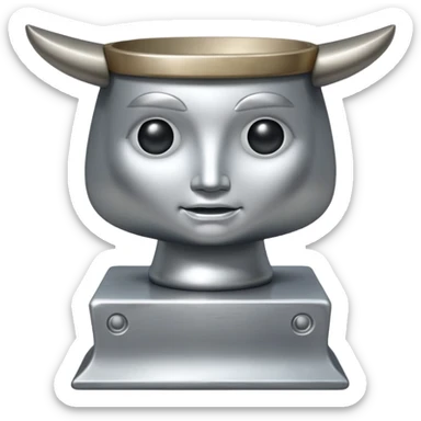 Silver anvil with face sticker