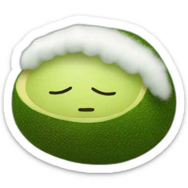 Sleeping face of a fluffy stuffed avocado sticker