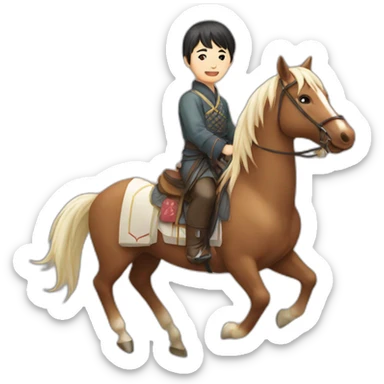 Cute japanese Guy on a horse sticker