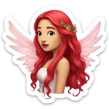 big wings, rose, Beautiful, fairy, red, long hair sticker