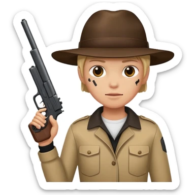As un emoji con pistola en la mano sticker