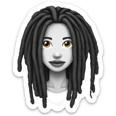 Outline black and white light-skinned dark dreadlocks beauty portrait sticker