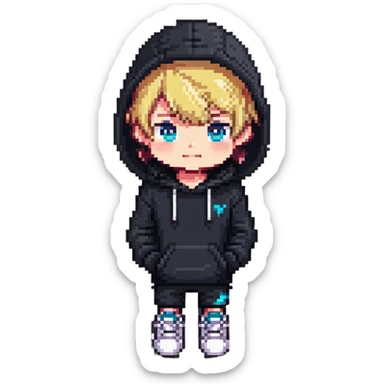 chibi male in hoodie and sneakers sticker