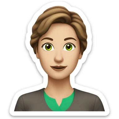 40 year old pretty Caucasian woman with brown hair green eyes at work sticker