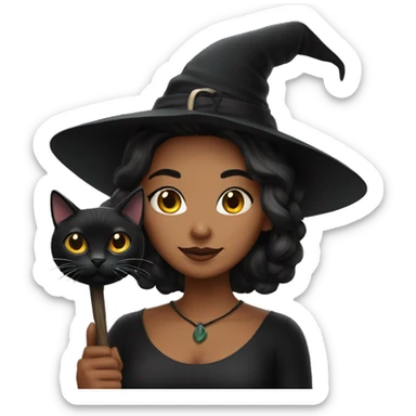 Hispanic witch with black cat sticker