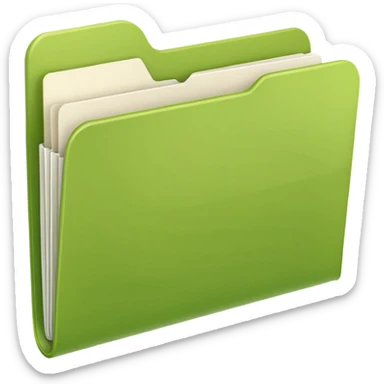 Remove any face from the image, keep it as a light green closed folder with a white paper sticking out, in apple emoji style. sticker