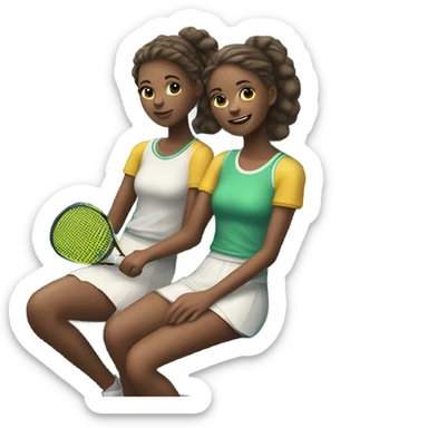 Two girls with tennis racquets on a train sticker