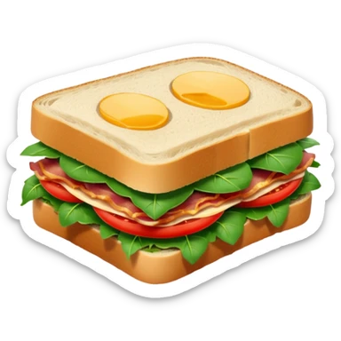 Sourdough bread sandwich with arugula and bacon and tomato slices inside sticker