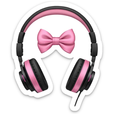 headphones with bow on the right side  sticker