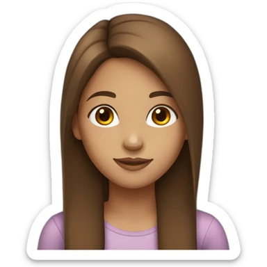 Girl with long, straight brown hair, brown eyes, light skin. sticker