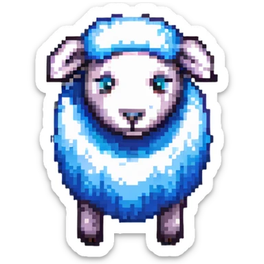 Minecraft sheep with authentic blocky style and proportions, pixel art sticker