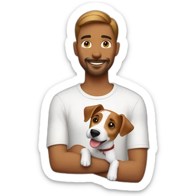 Man with jack russell terrier dog sticker