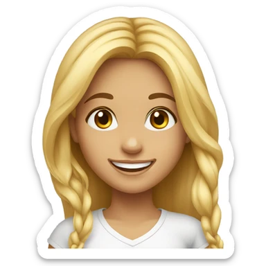 happy face brazilian girl, black eyes, beautiful smile, long blonde hair sticker