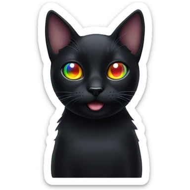 Black cat with rainbow eyes  sticker