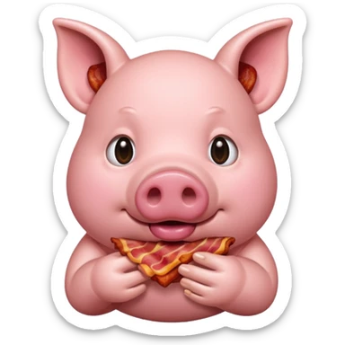 Pig eating bacon sticker