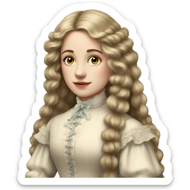 Young lady on victorian era with long hair sticker