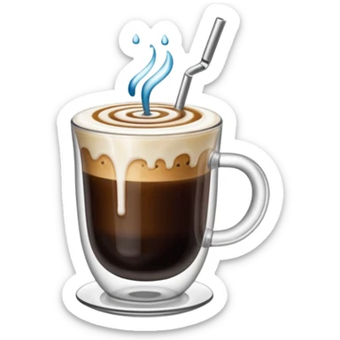 Trippy space background with a floating cup of cold coffee sticker