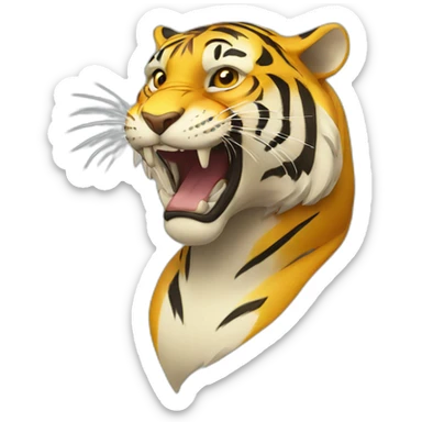 yellow tiger, profile roars drawn sticker