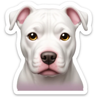 white fluffy pitbull with pink nose  sticker