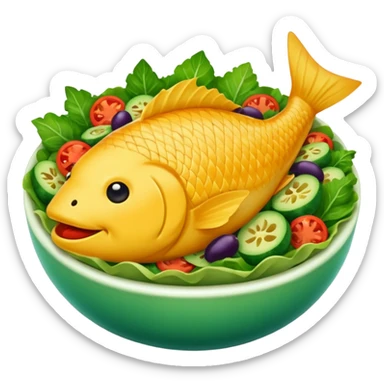 buatkan emoji salad namun berbentuk ikan 🐟 yang chubby untuk discord emoji tentang mancing sticker