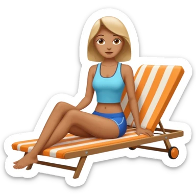 woman sitting on a sunbed - she must be dressed normally sticker