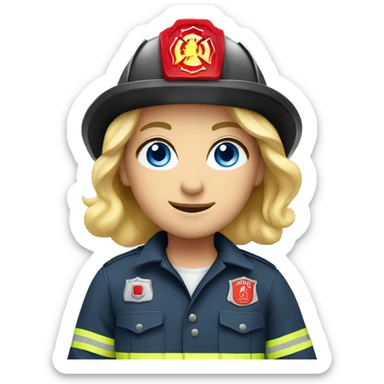 caucasian, blonde firefighter with blue eyes sticker
