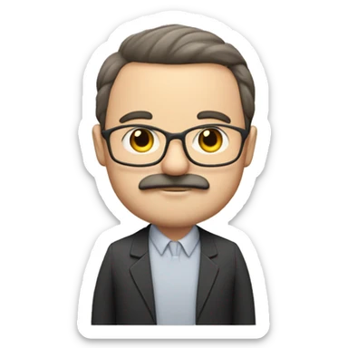 Teacher, thinning hair, light beard and moustache, a little chubby sticker