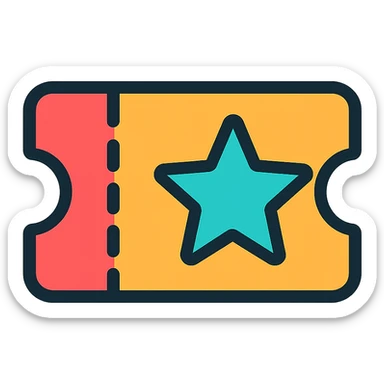 modern icon of an admission ticket, flat design, simple color palette, no text sticker