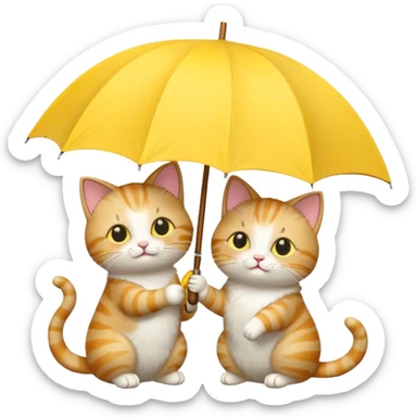 Cats with yellow umbrella sticker