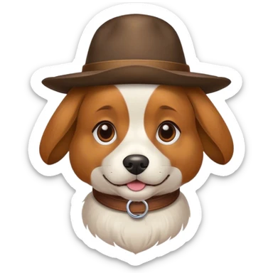 Dog with a had sticker