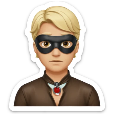 blonde man with leather eye mask and leather halter neck blouse sticker