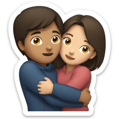 Young Filipino man young brunette woman hug sticker